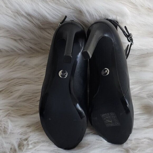 Michael Kors Lawson Booties High Heel Open Toe Black Leather - Picture 5 of 7